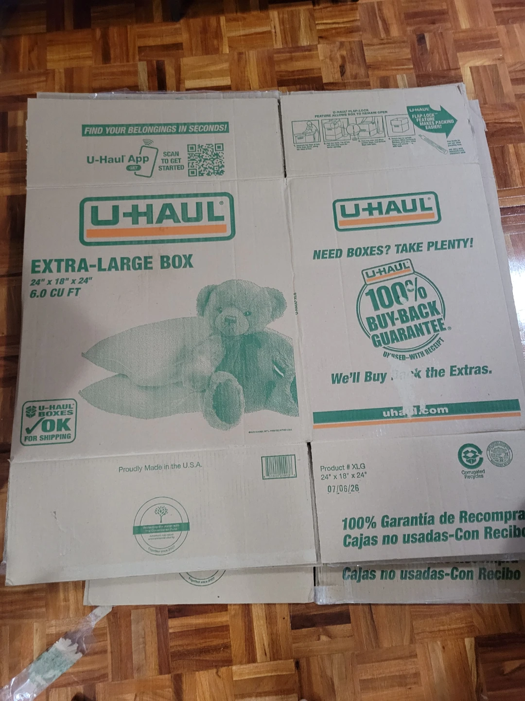 4 U-Haul Moving Boxes (2 Extra-Large, 2 Large) – Used Once!
