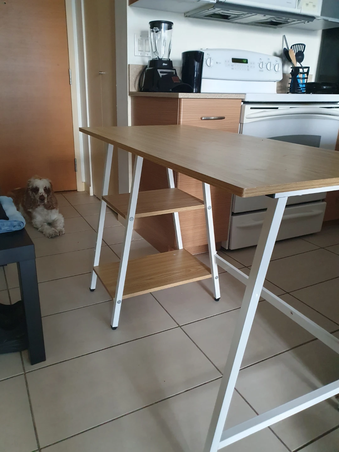 Wood Grain Desk with Shelves