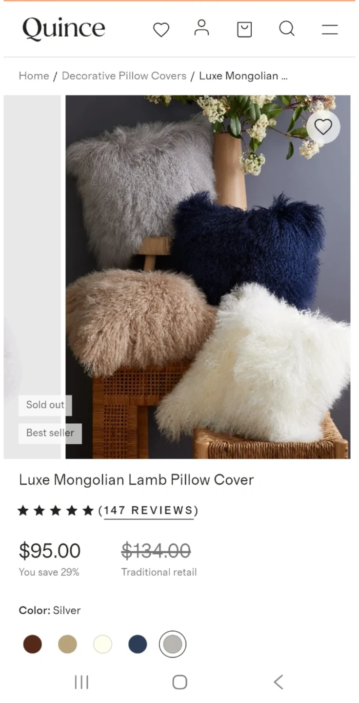 Quince Luxe Mongolian Lamb Pillow Cover - photo 2