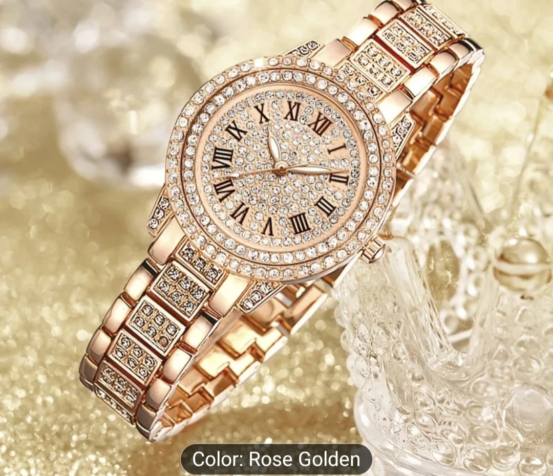 Rose Golden Crystal Roman Numeral Watch