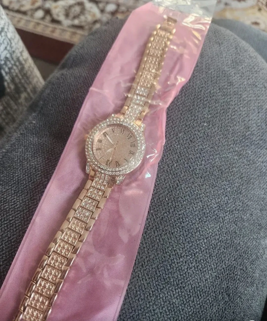 Rose Golden Crystal Roman Numeral Watch - photo 3