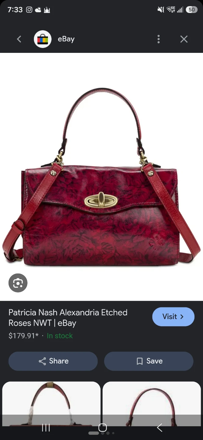 Patricia Nash Alexandria Etched Roses Satchel Handbag