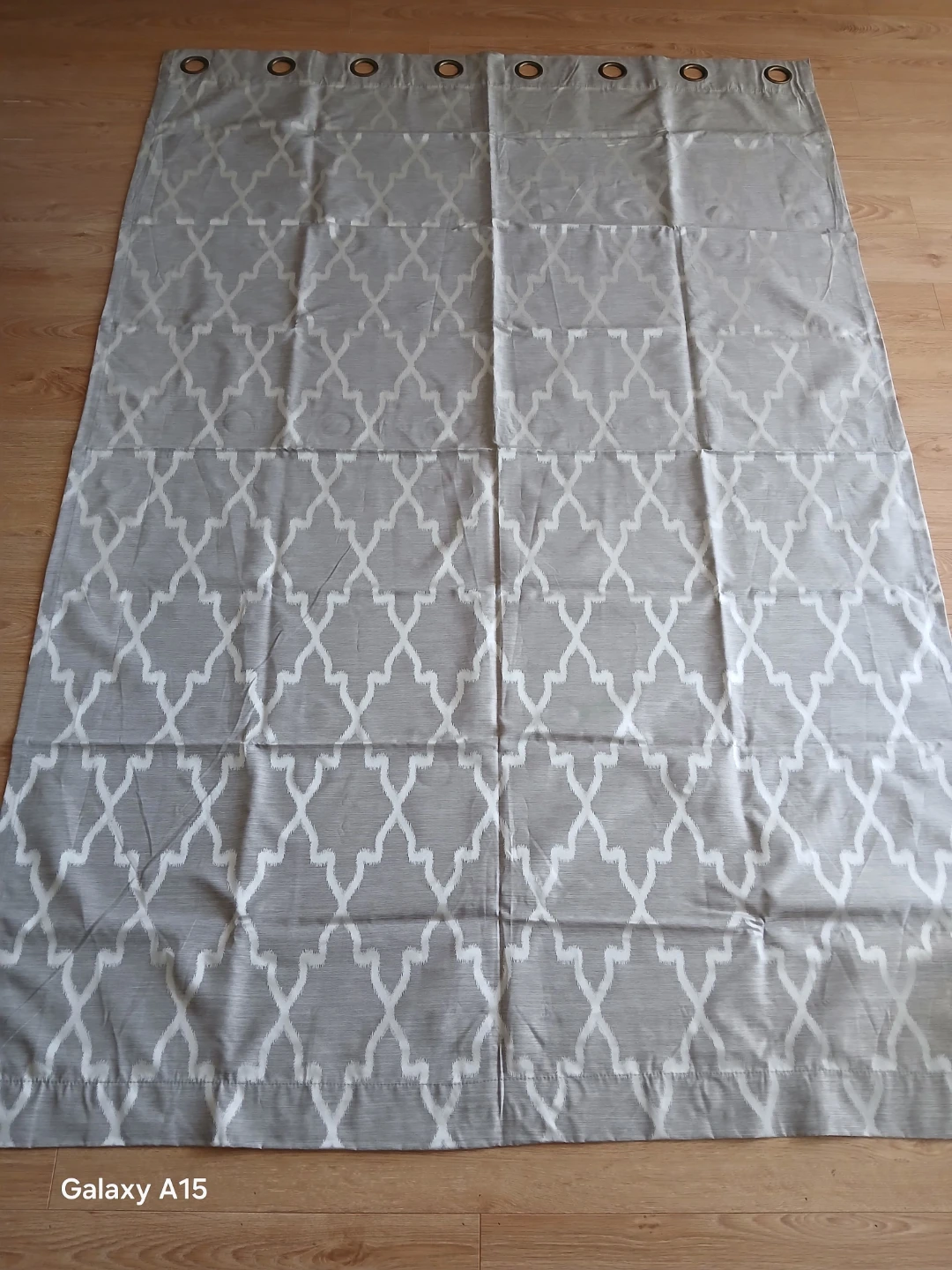MOVING SALE - Grey Geometric Pattern Eyelet Curtains - photo 2