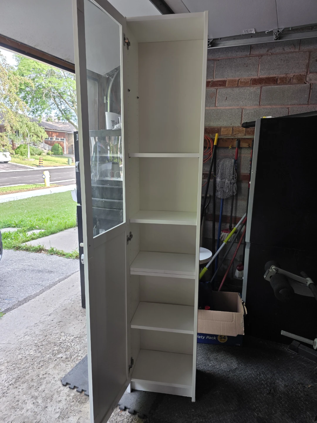 White Tall Cabinet with Glass Door - photo 2