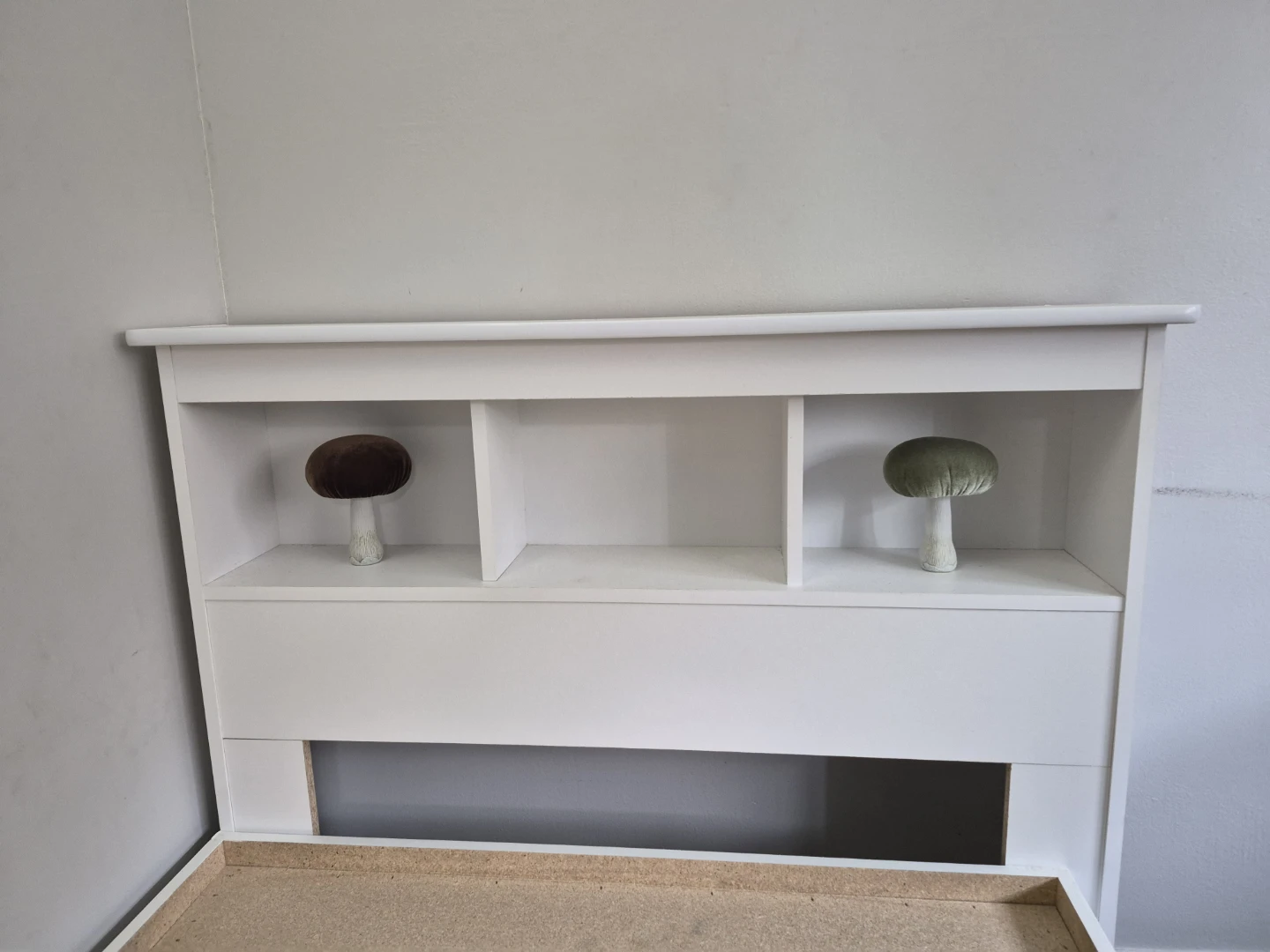 White Twin Bed Frame with Bookshelf Headboard