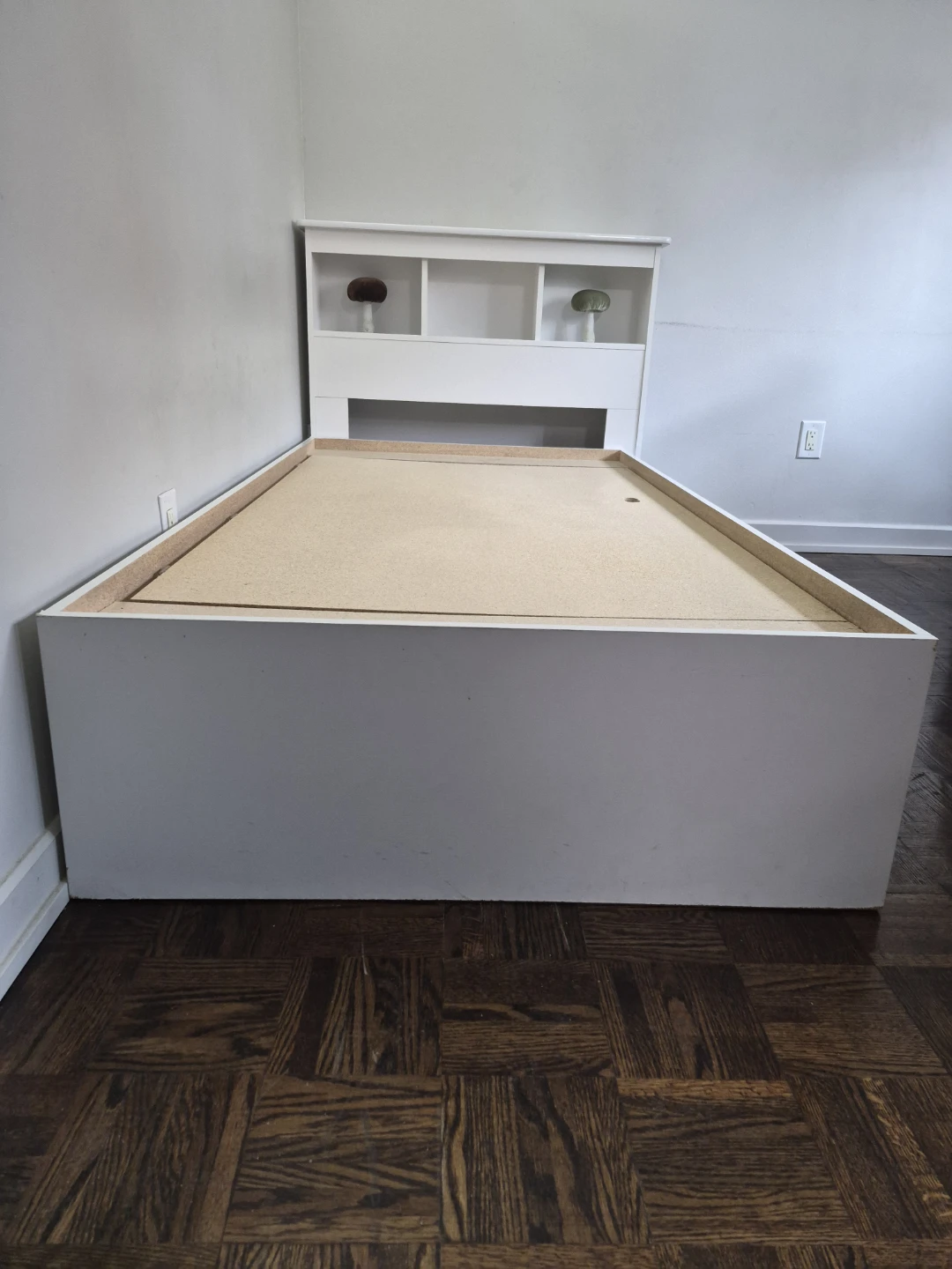 White Twin Bed Frame with Bookshelf Headboard - photo 2