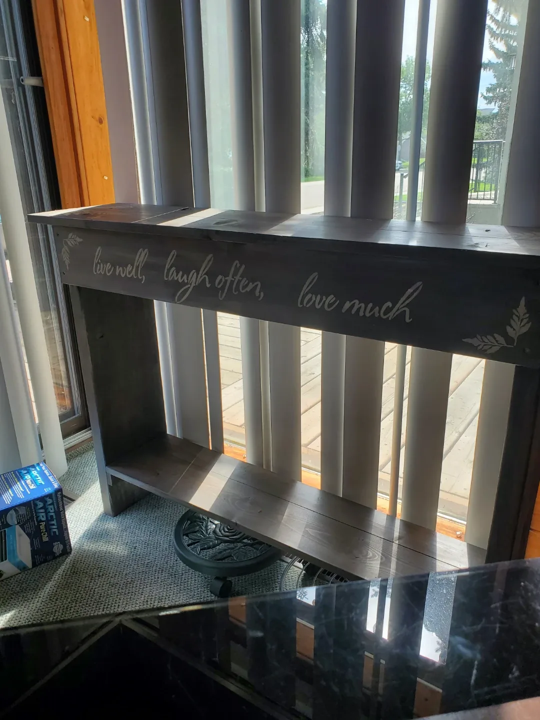Wooden Console Table with Quote