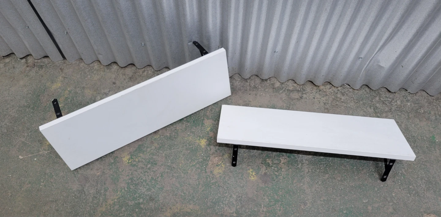 Two small wallmounted Shelves with Black Brackets