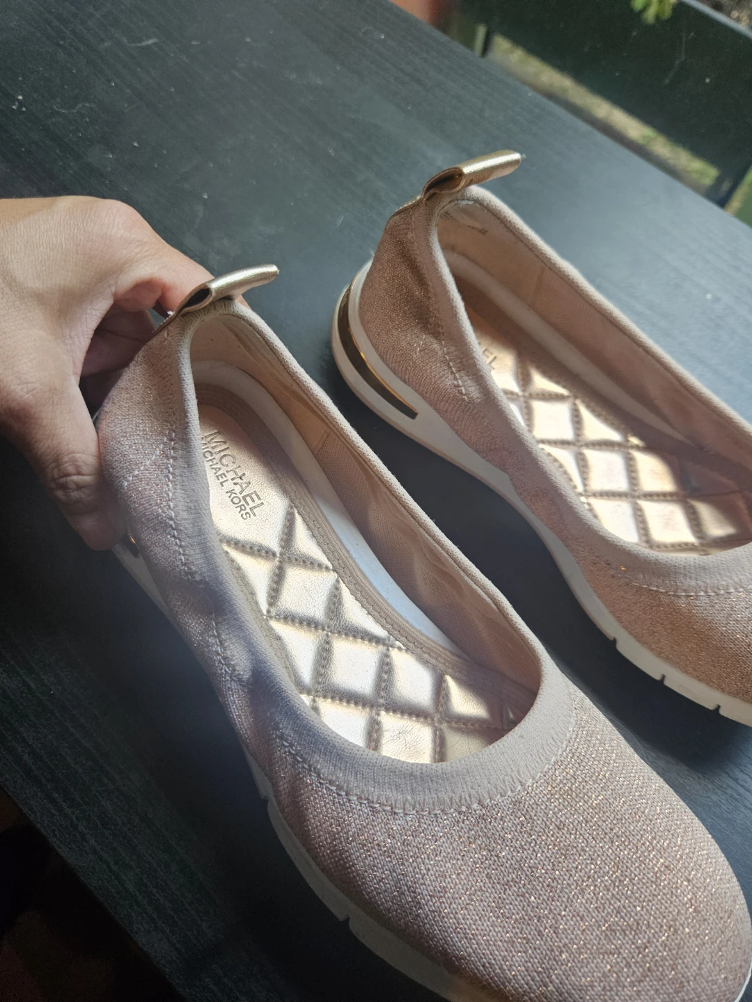 Michael Kors Rose Gold Glitter Ballet Flats - photo 3
