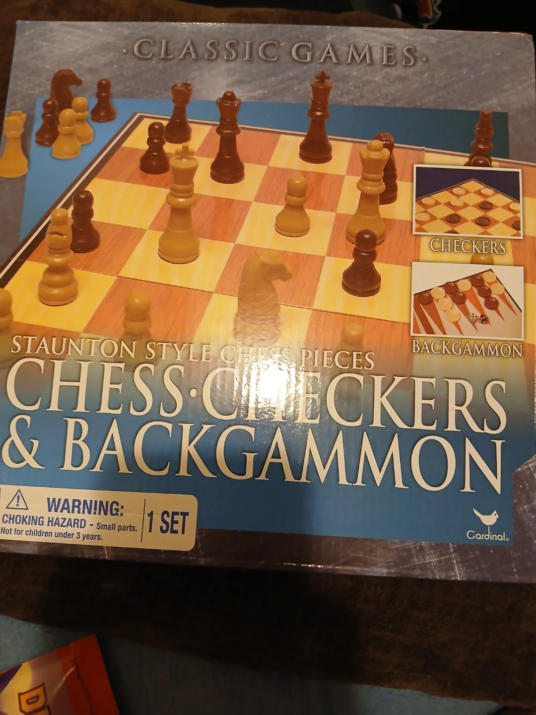 Cardinal Classic Games Chess, Checkers & Backgammon Set