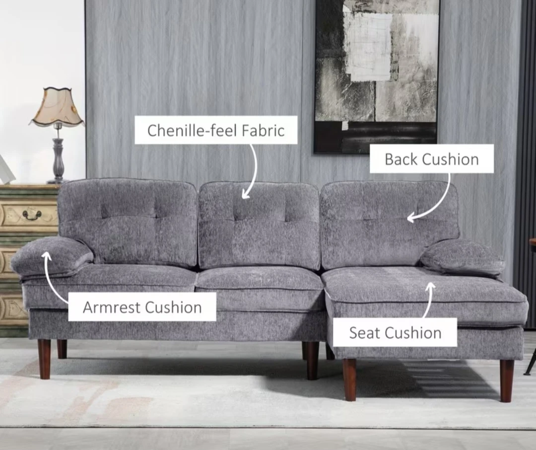 Grey L-Shape Sofa with Right Chaise - photo 3