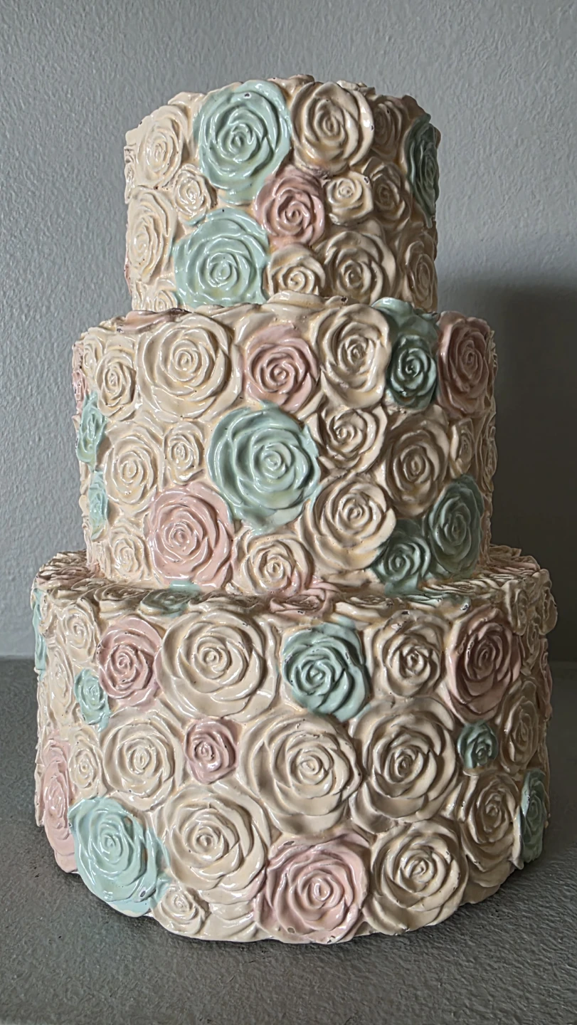 Rose Decorated Tiered Cake Coin Bank