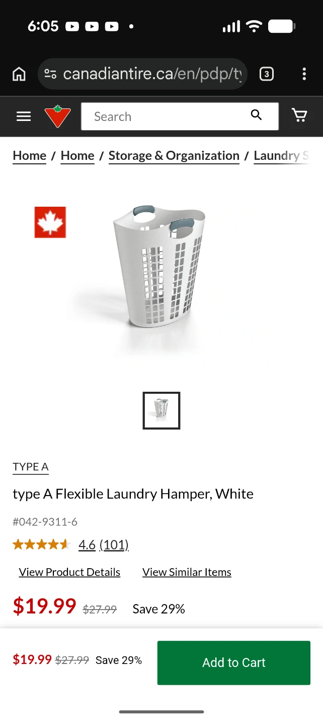 Type A Flexible Laundry Hamper, White - photo 3