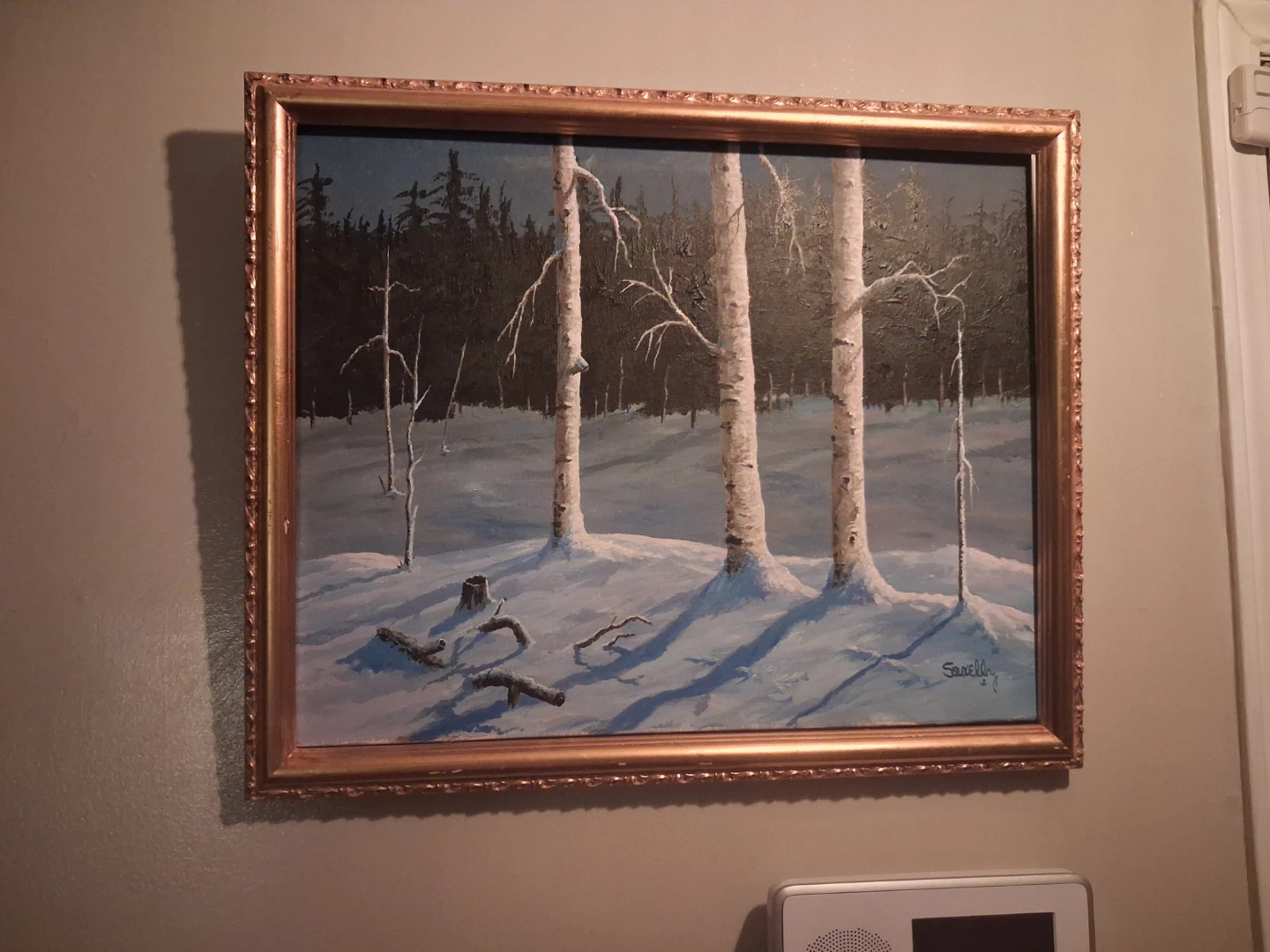 Vintage Winter Birch Tree Painting - photo 2