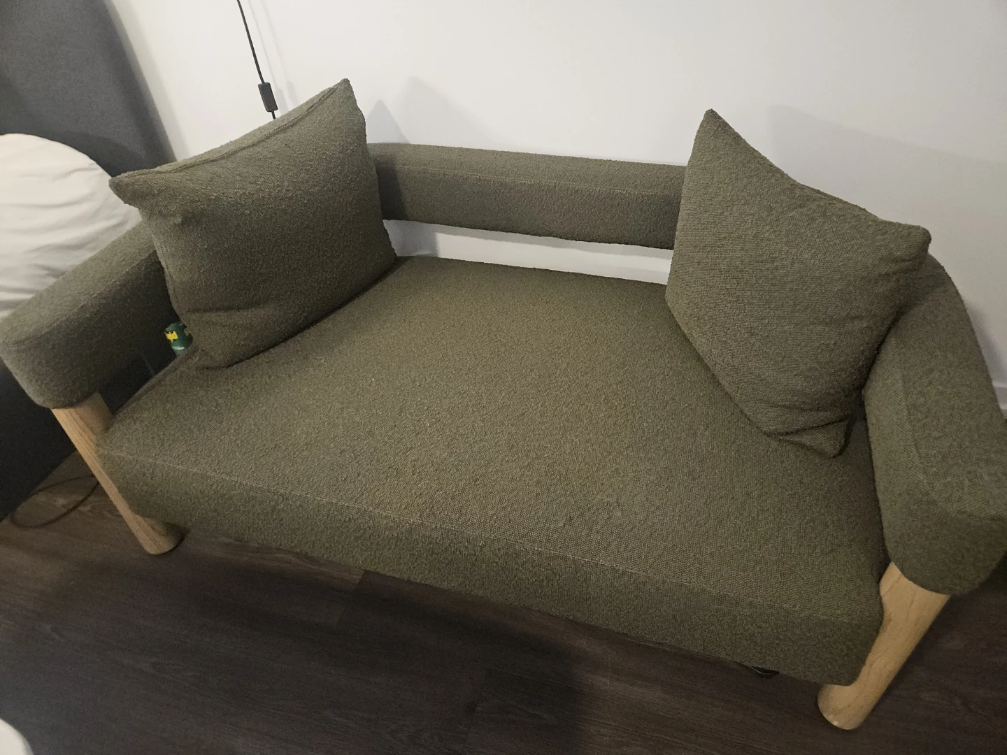 Modern Olive Green Bouclé Loveseat (2-Seater Accent Sofa) - photo 2