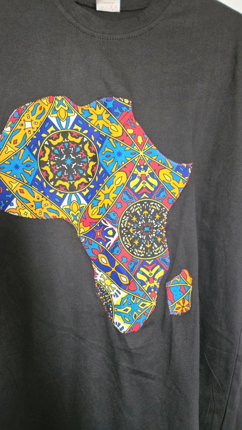 New 100% Cotton Black T-Shirt with African Map - Size M-L - photo 2