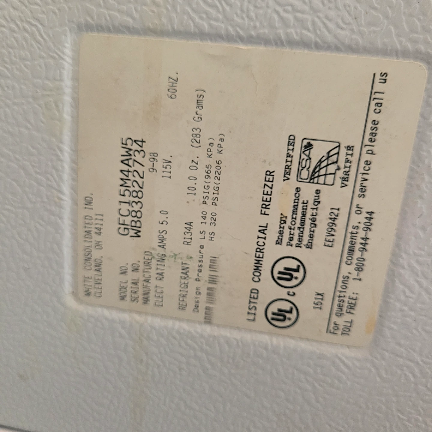 Gibson Commercial Freezer