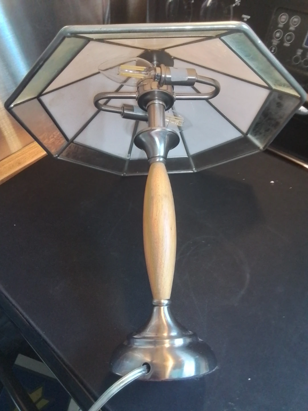 Stained Glass Table Lamp with Wood Accent - photo 5