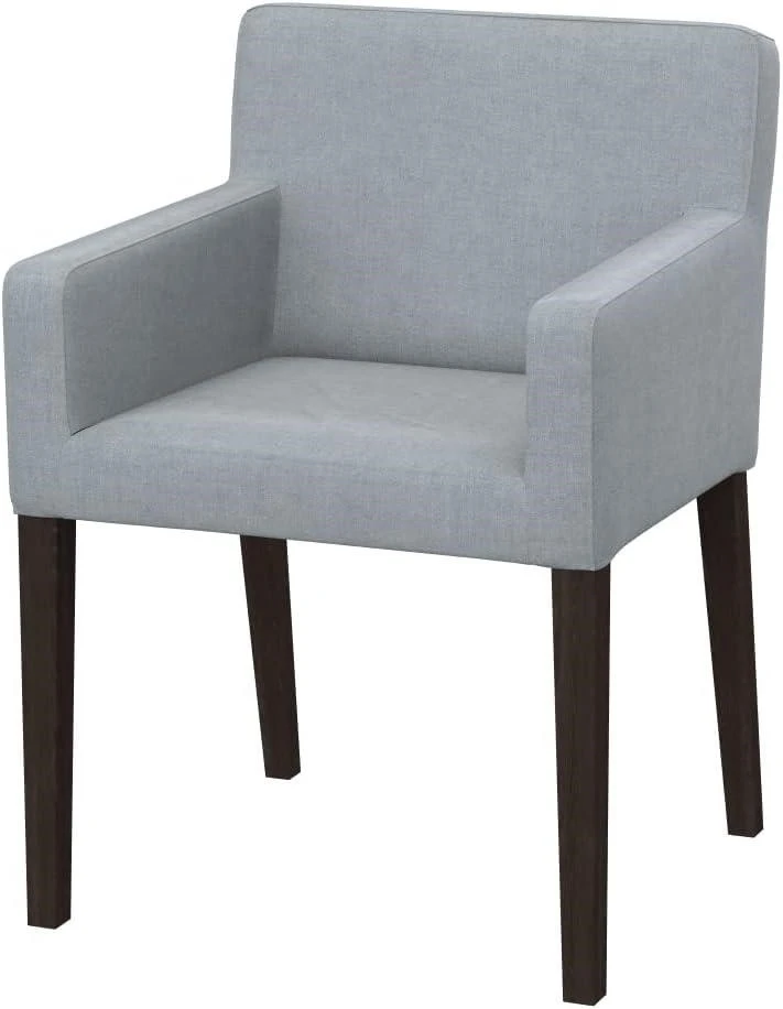 Light Grey Armchair with Dark Wood Legs