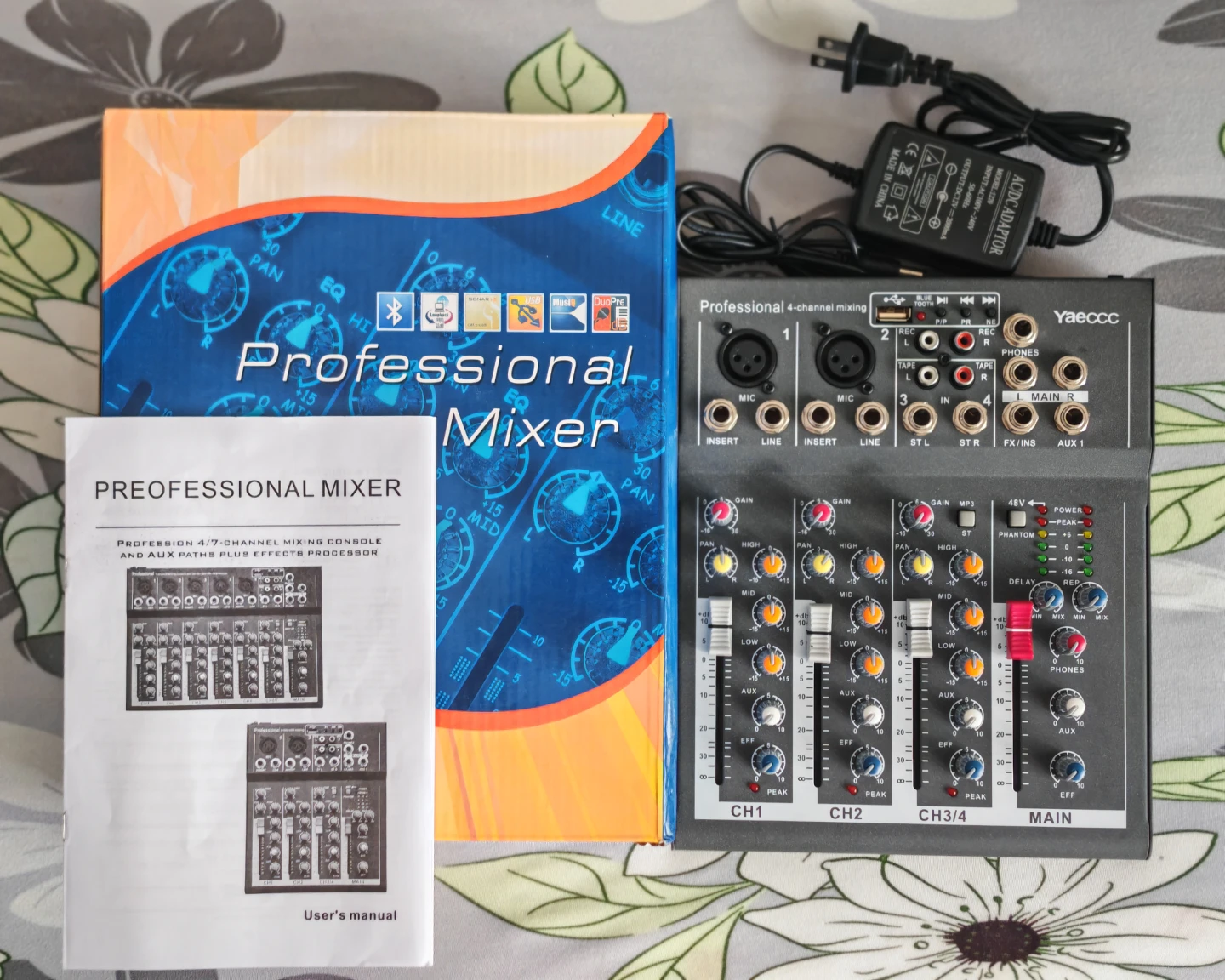 4‑Channel Professional Audio Mixer – Bluetooth/USB - photo 2