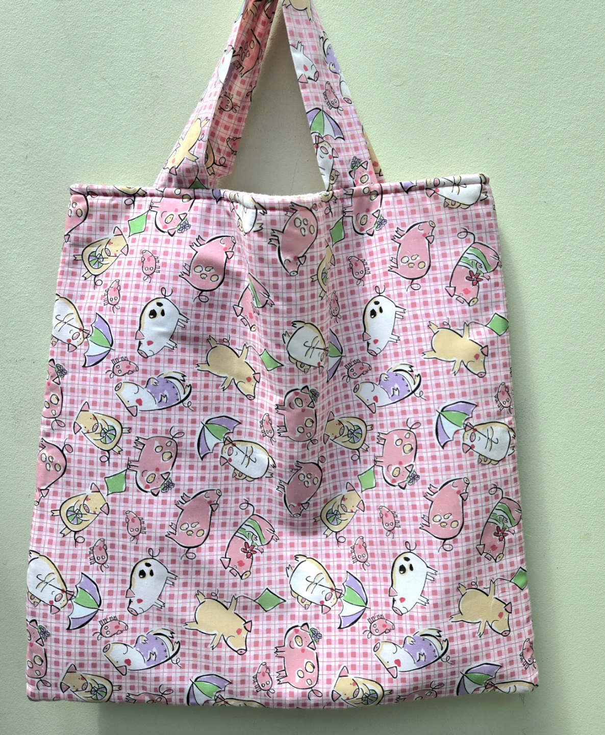 Pink Cartoon Pig Tote Bag