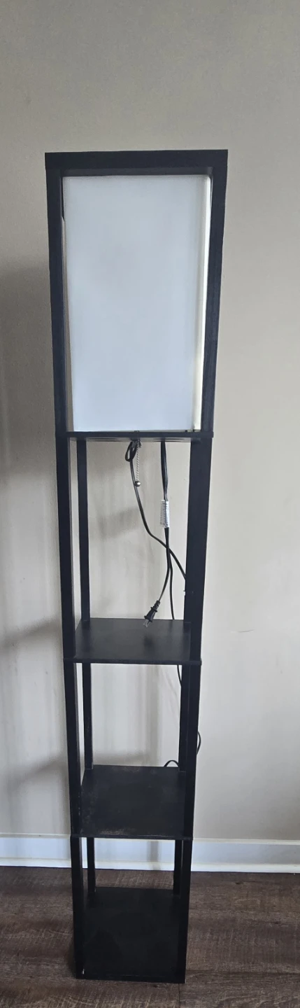 Black Floor Lamp with Shelves