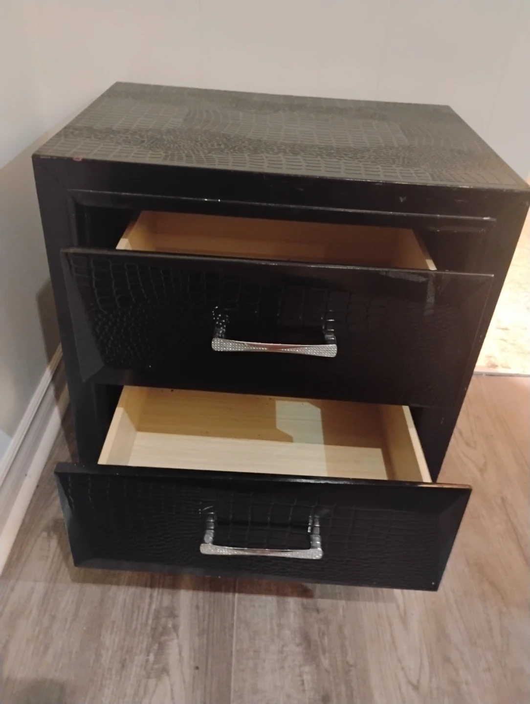 Black Faux Croc 2-Drawer Nightstand - photo 5