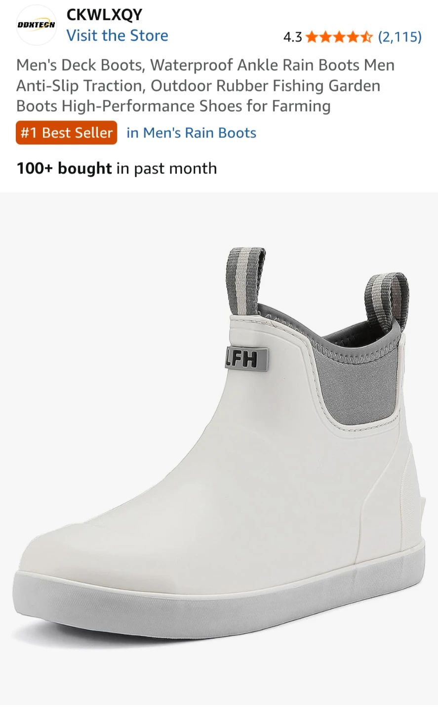LFH White Waterproof Ankle Rain Boots Men's 8 - photo 2