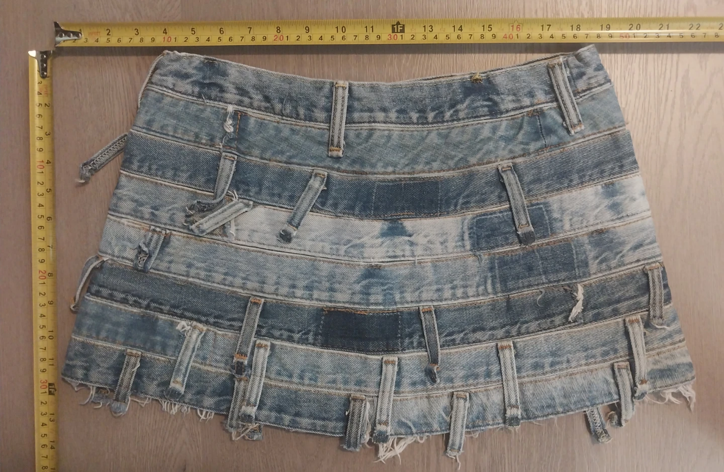 Upcycled Denim Mini Skirt 30" Waist - photo 2