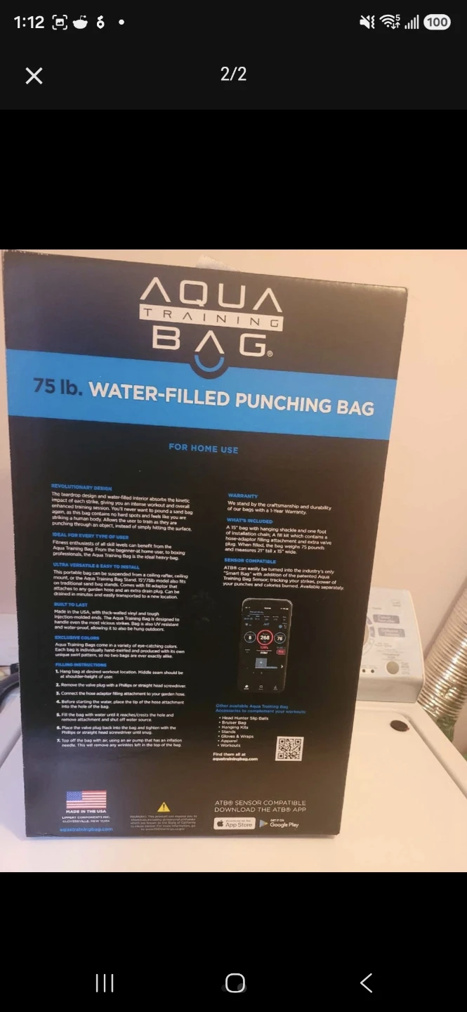 New, Sealed AQUA Punching 75-lb Bag - photo 2