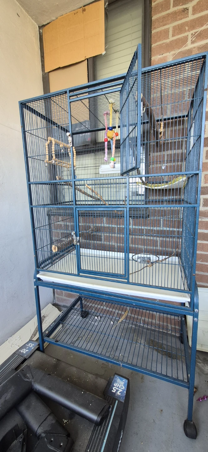 Large Blue Bird Cage with Stand - photo 4