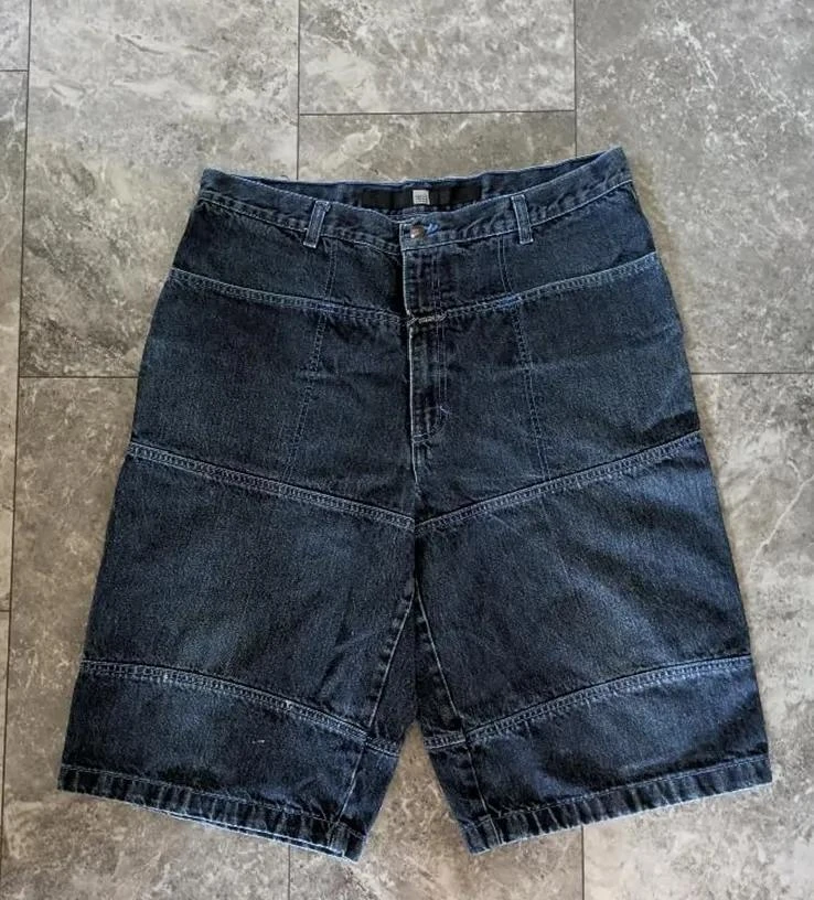Dark Wash Denim Patchwork Shorts