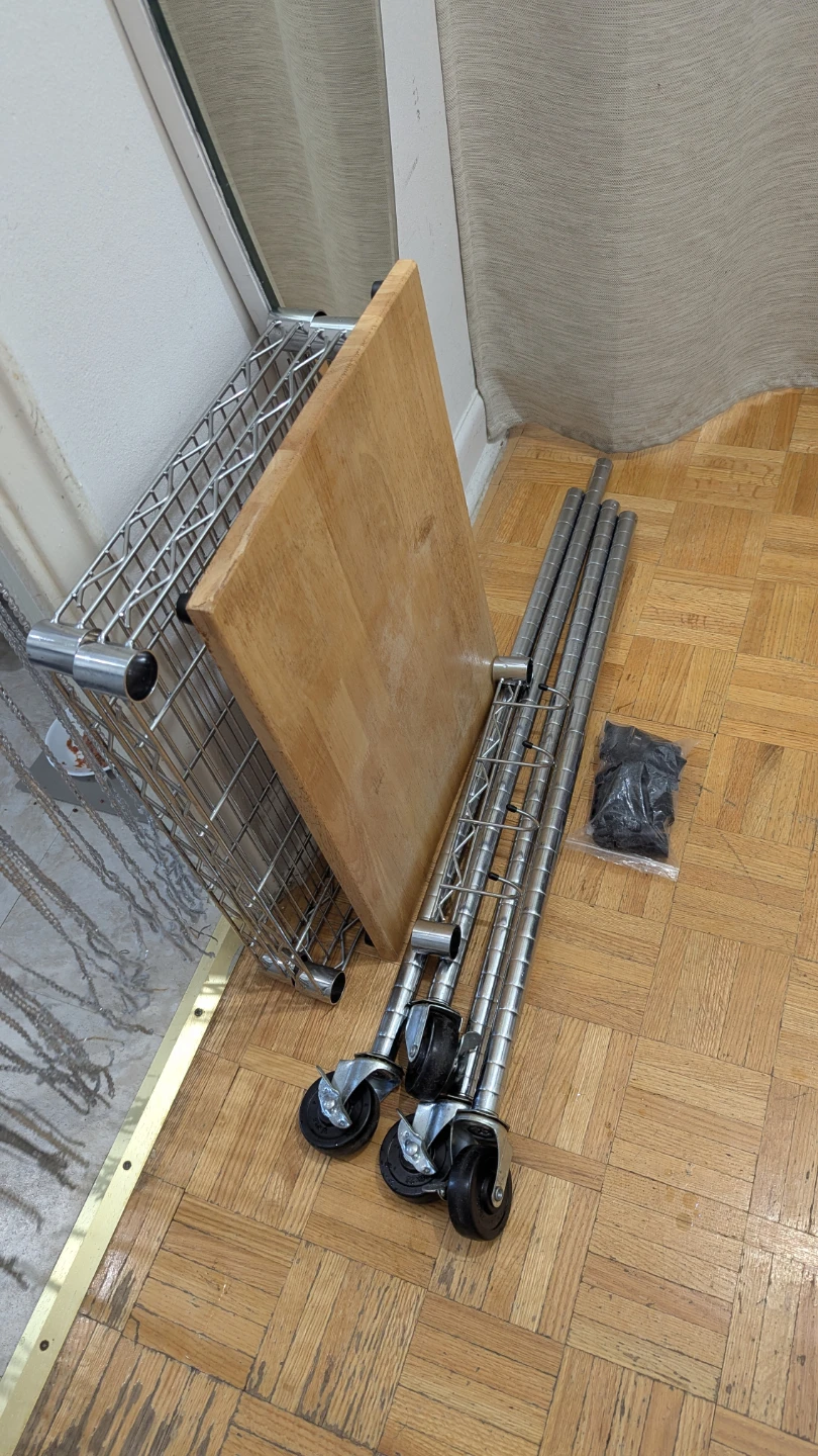 Wire Kitchen Island Cart Table Shelf Storage Cutting Board - photo 4