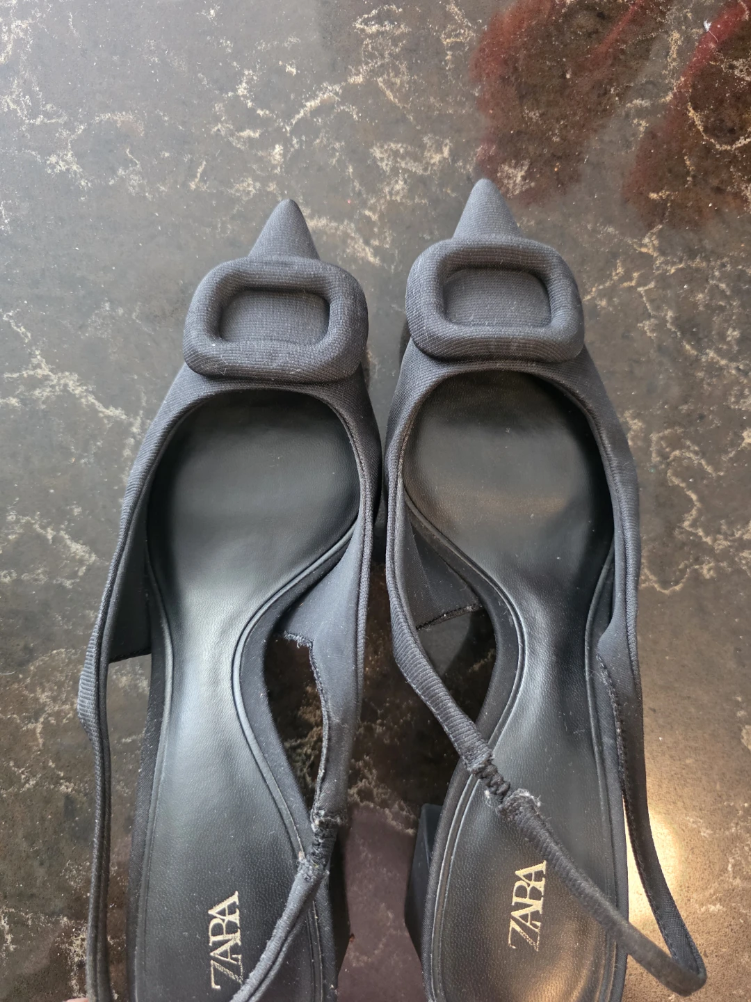 Black ZARA Slingback Heels with Buckle Detail