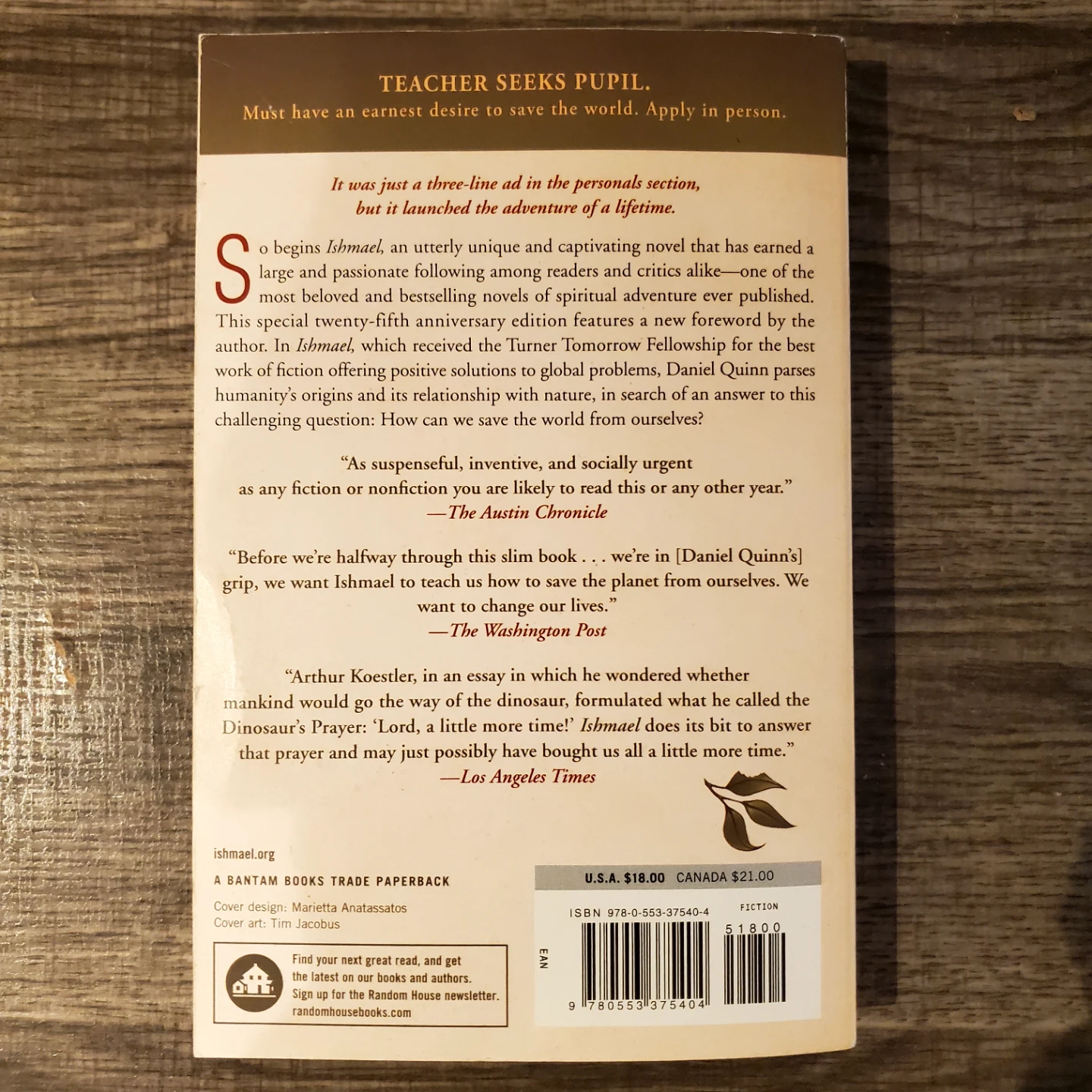 Ishmael: A Novel by Daniel Quinn 25th Anniversary Edition - photo 2