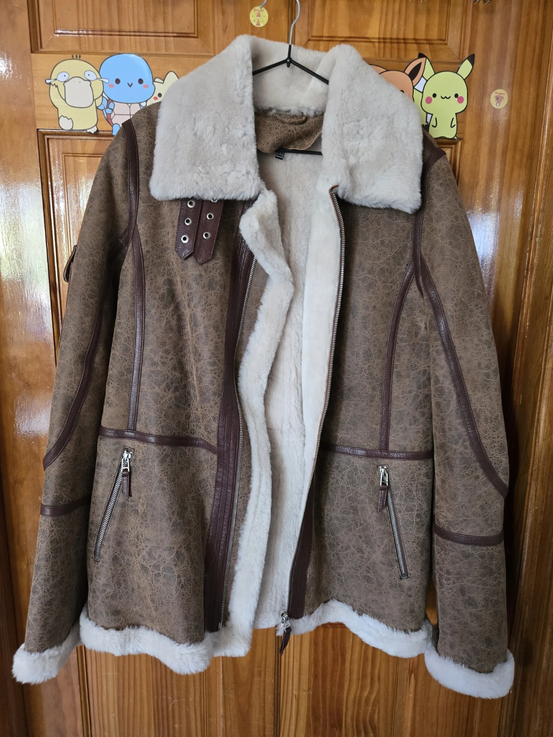 Vintage B-3 Style Real Shearling Sheepskin Bomber Jacket