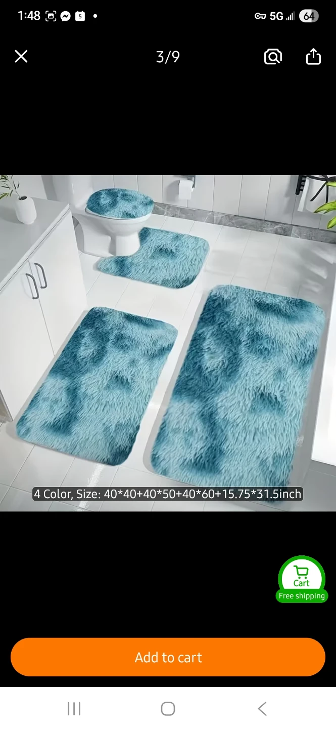 NEW 4-Piece Shaggy Bath Mat Set 🚿 - photo 4