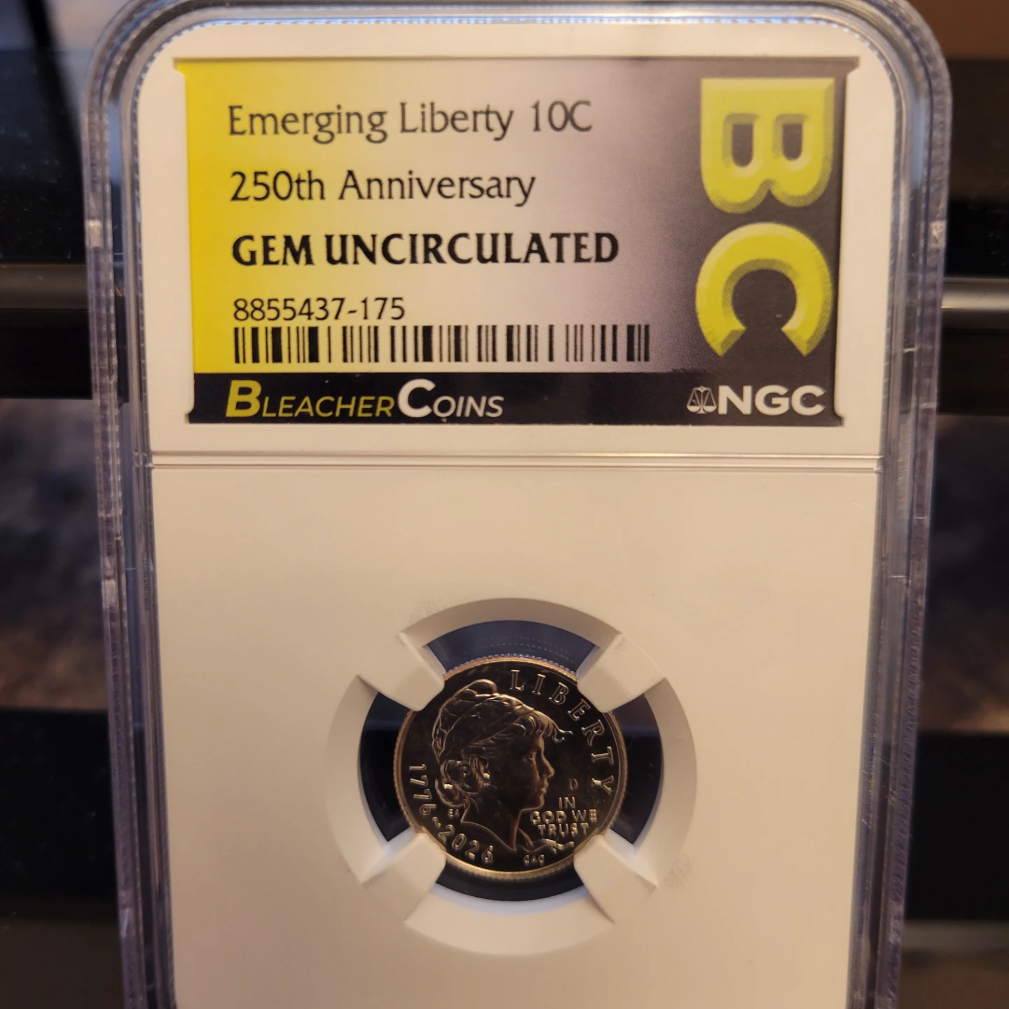 Emerging Liberty 10C 250th Anniversary Gem Uncirculated Coin