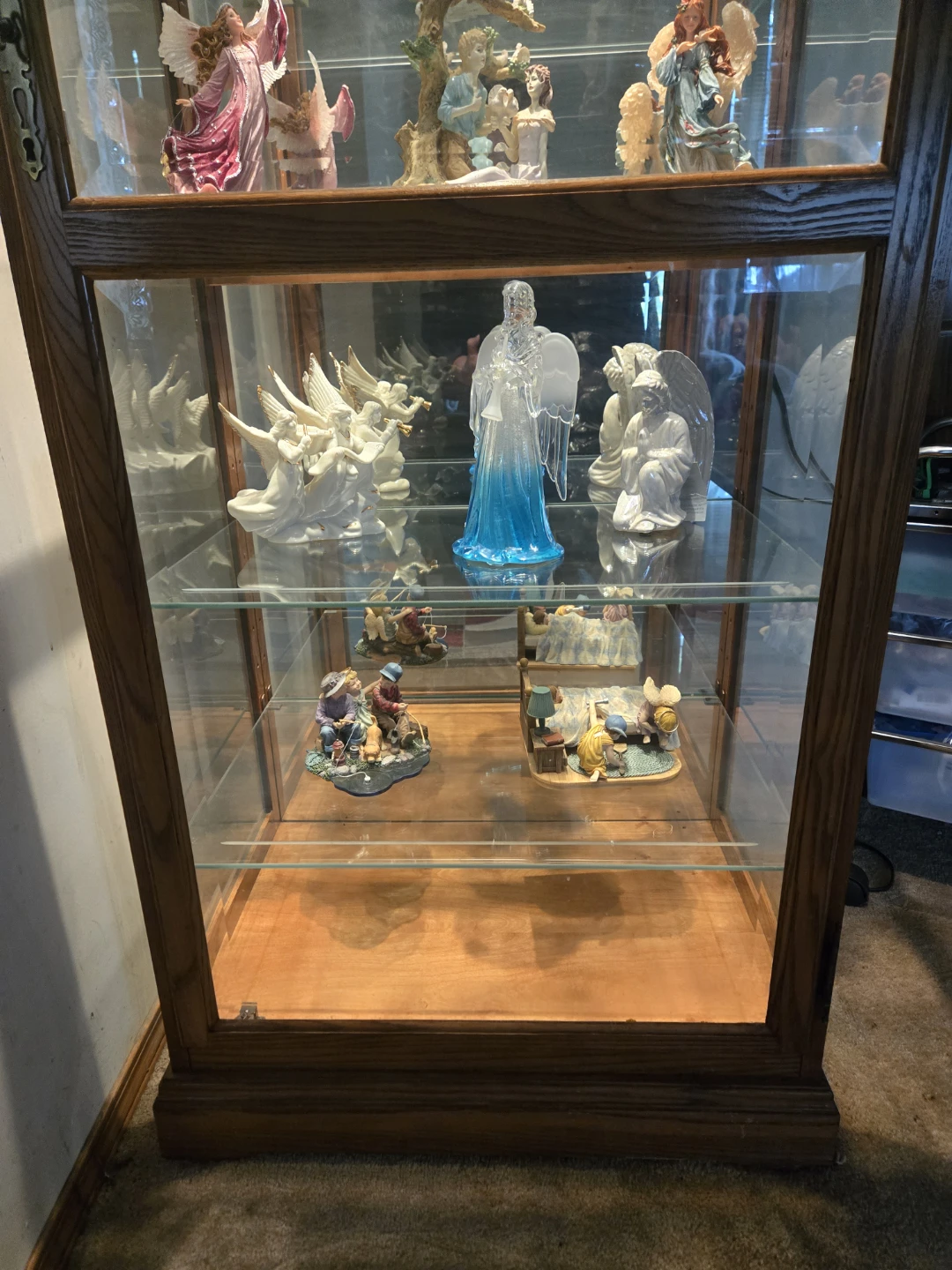 Two Curio Oak Display Cabinets - photo 4
