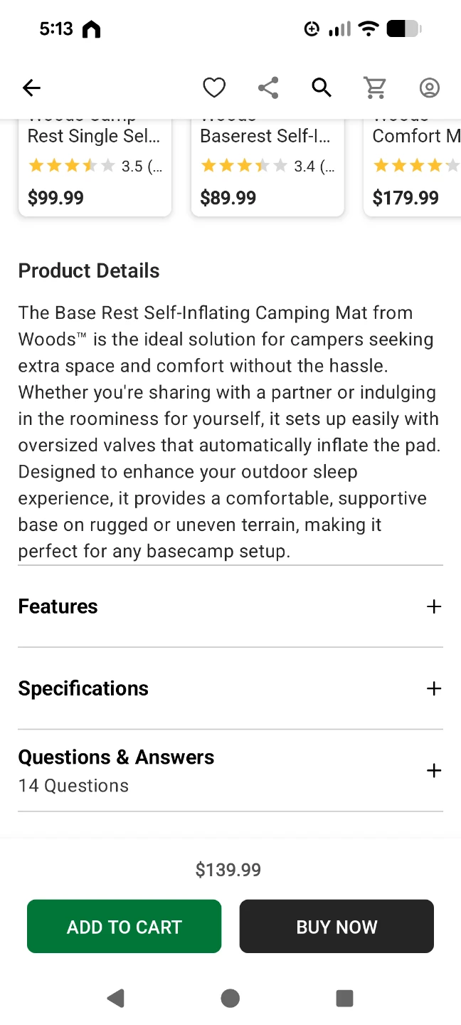 Woods Base Rest Double Self-Inflating Camping Sleeping Pad - photo 3