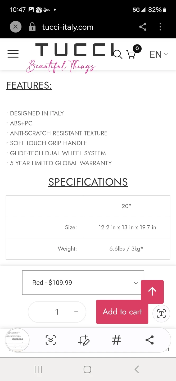 Red Tucci Italy Kids Luggage - 20" - photo 5