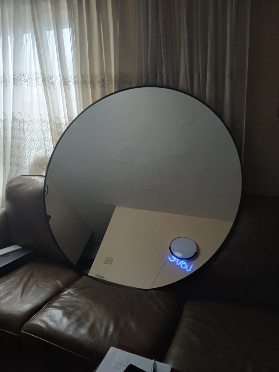 47" Round Wall Mirror with Black Frame - photo 2