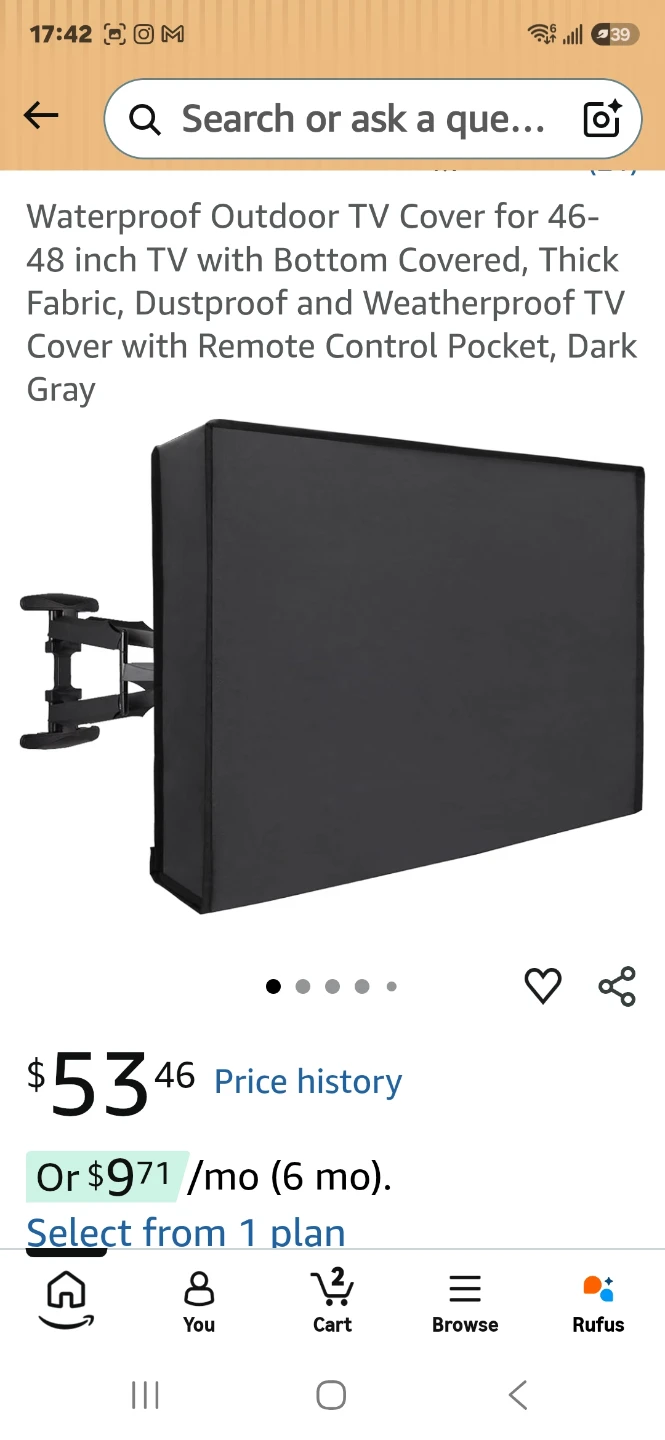 Waterproof Outdoor TV Cover for 46-48 inch TVs - Dark Gray - photo 2