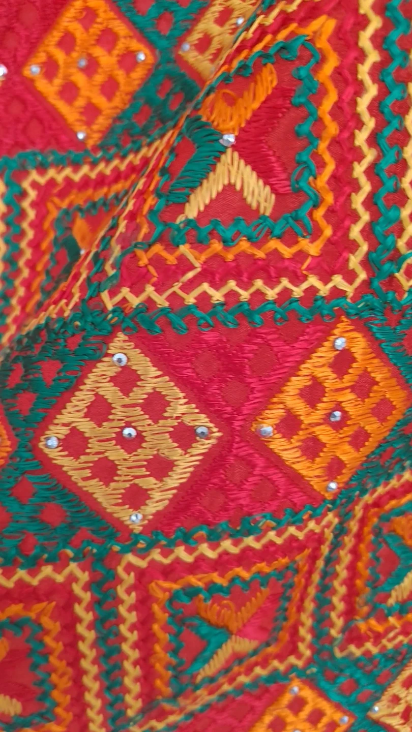 Embroidered Red  Phulkari, never used