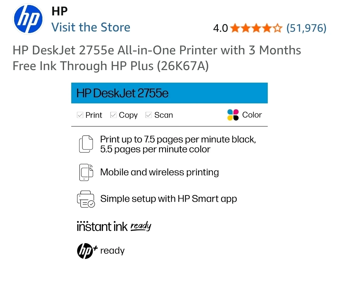 HP DeskJet 2755e All-in-One Printer with Ink - photo 4