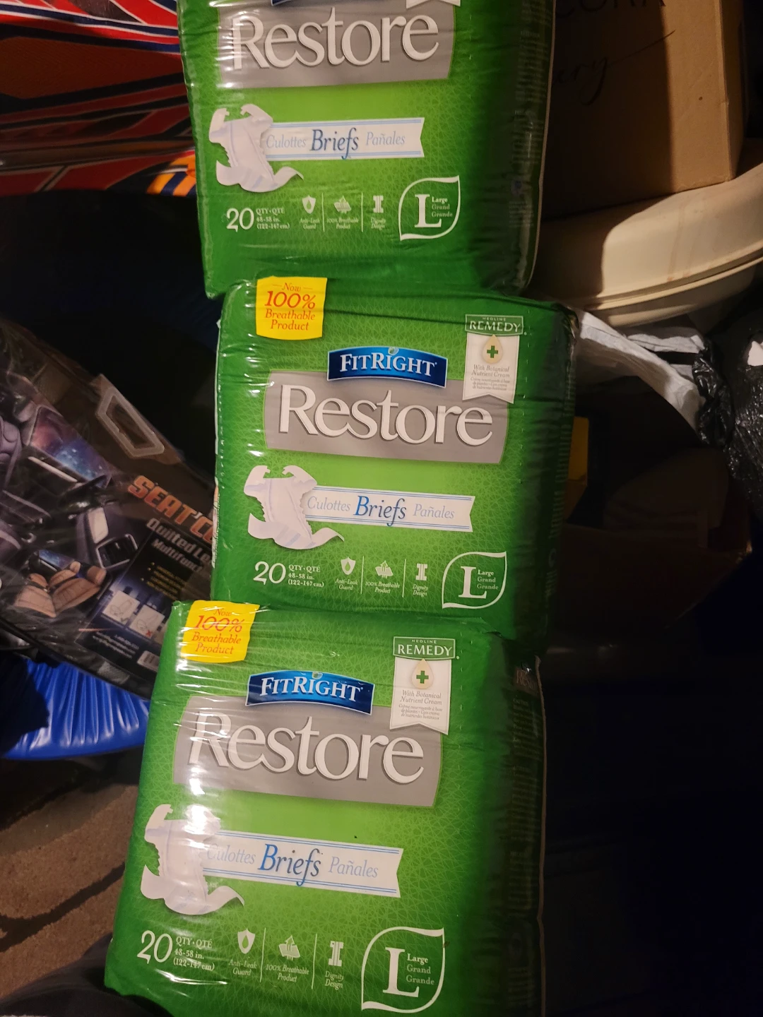 3 packs of FitRight Restore Adult Briefs - Large