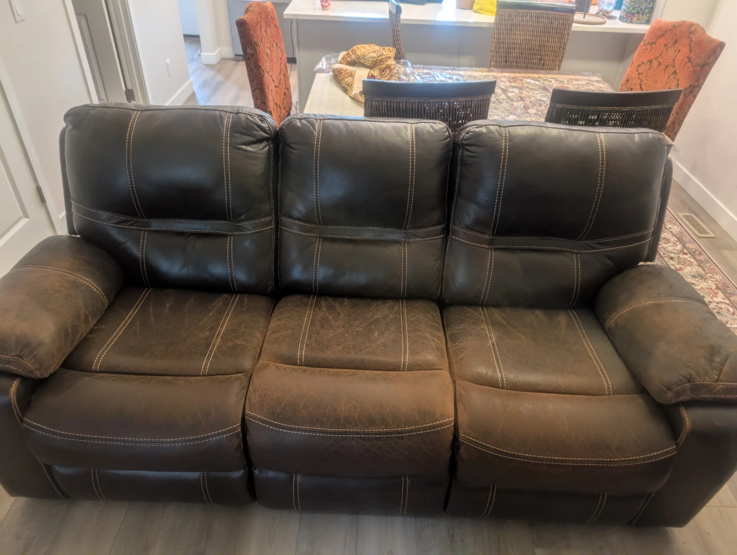 3-Seater Leather Reclining Sofa - photo 2