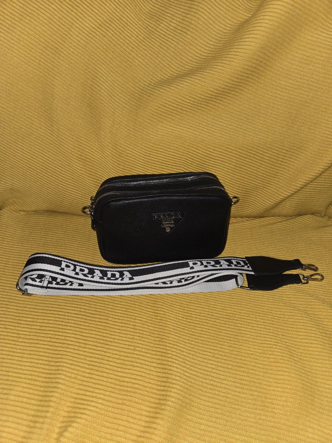 Prada Black Leather Camera Bag
