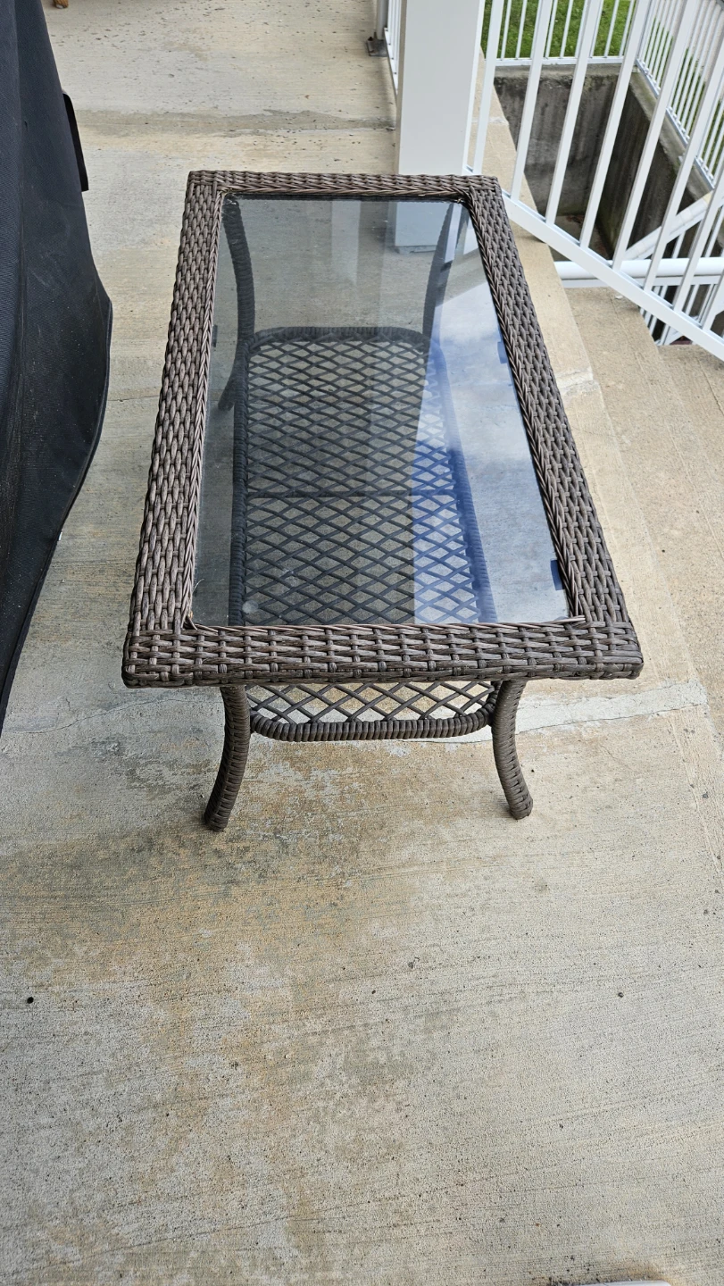 Wicker and Glass Coffee Table - photo 2