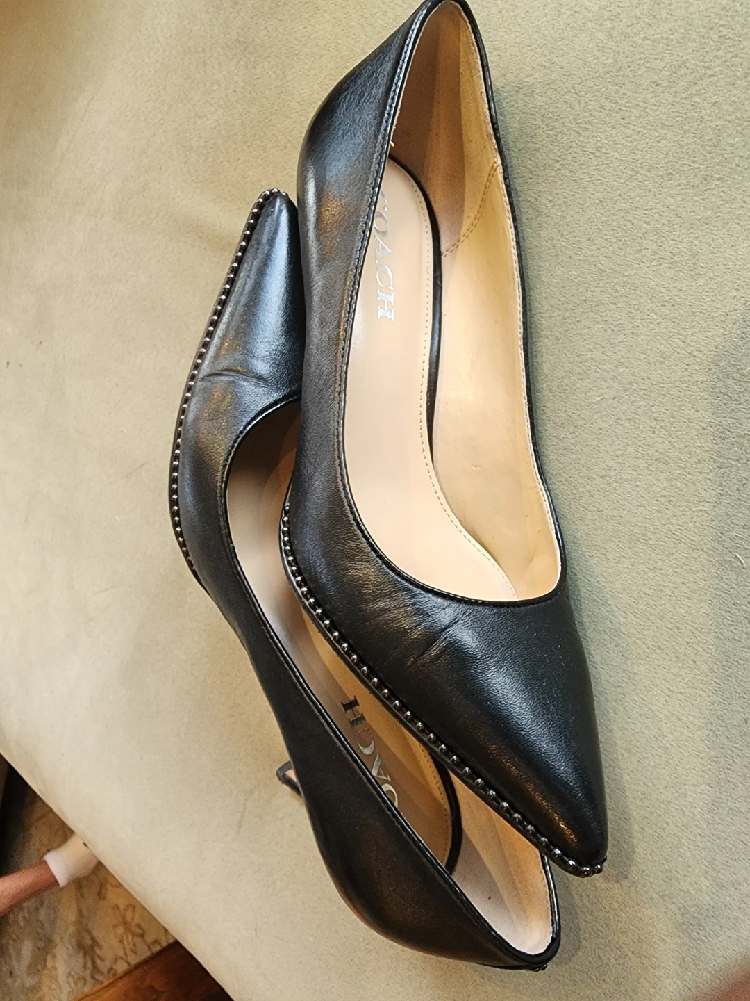 Coach Black Leather Heels with Studded Detail - photo 5